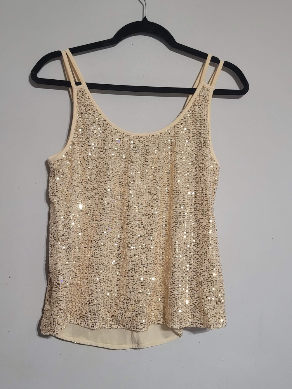 Gold Sequin Tank Top Sparkle Sz Small Mint Limit Shimmer Holiday Going Out Party - Picture 2 of 5